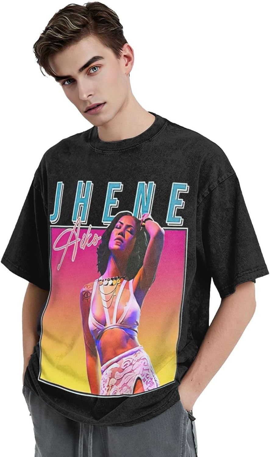Men's Jhen¨¦s Music Aikos Vintage T-Shirts Print Short Sleeve Tees T Shirt¡­