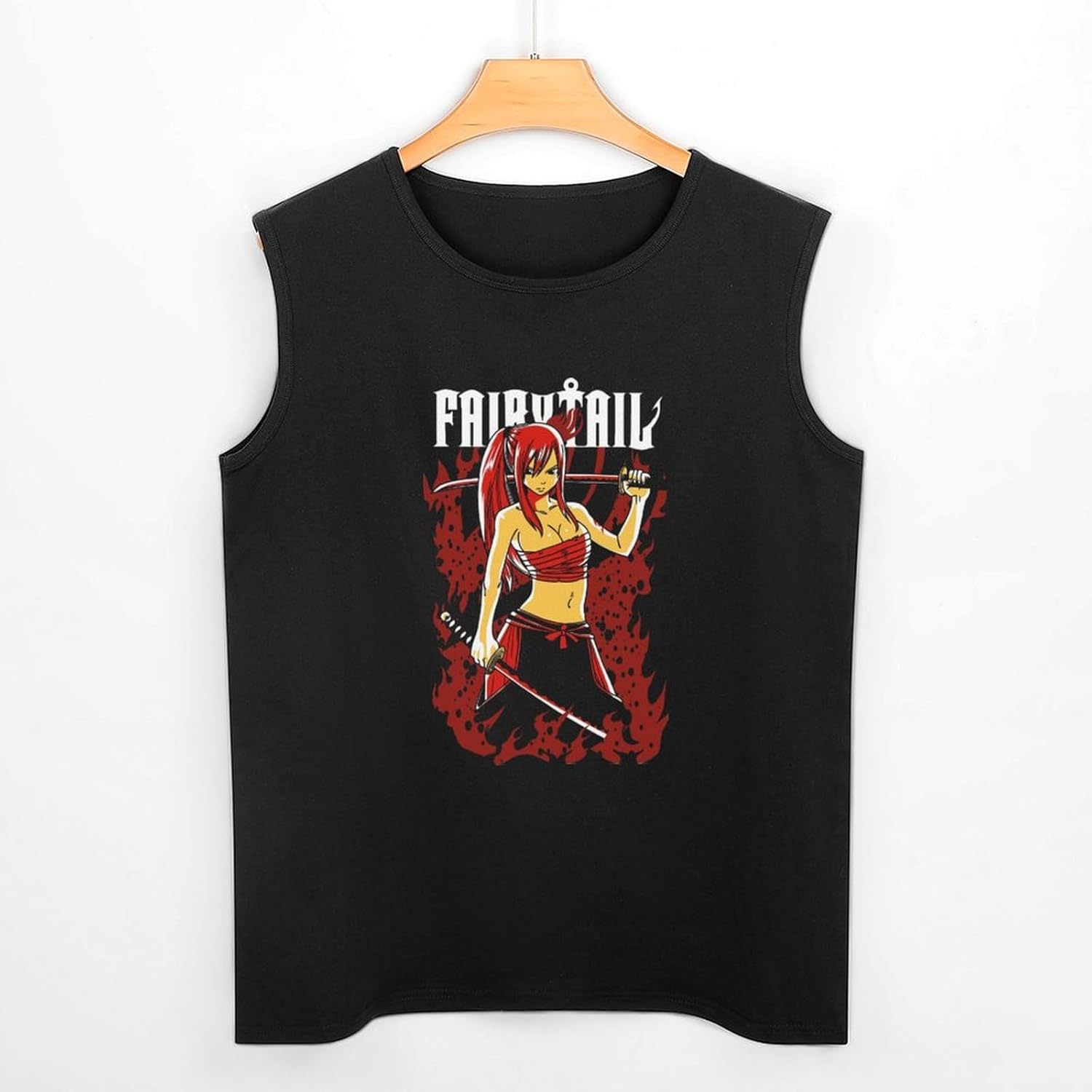 Erza Scarlet Fairy Tail Vest Tank T-Shirt Black Unisex Mens Sleeveless Tops Tees M