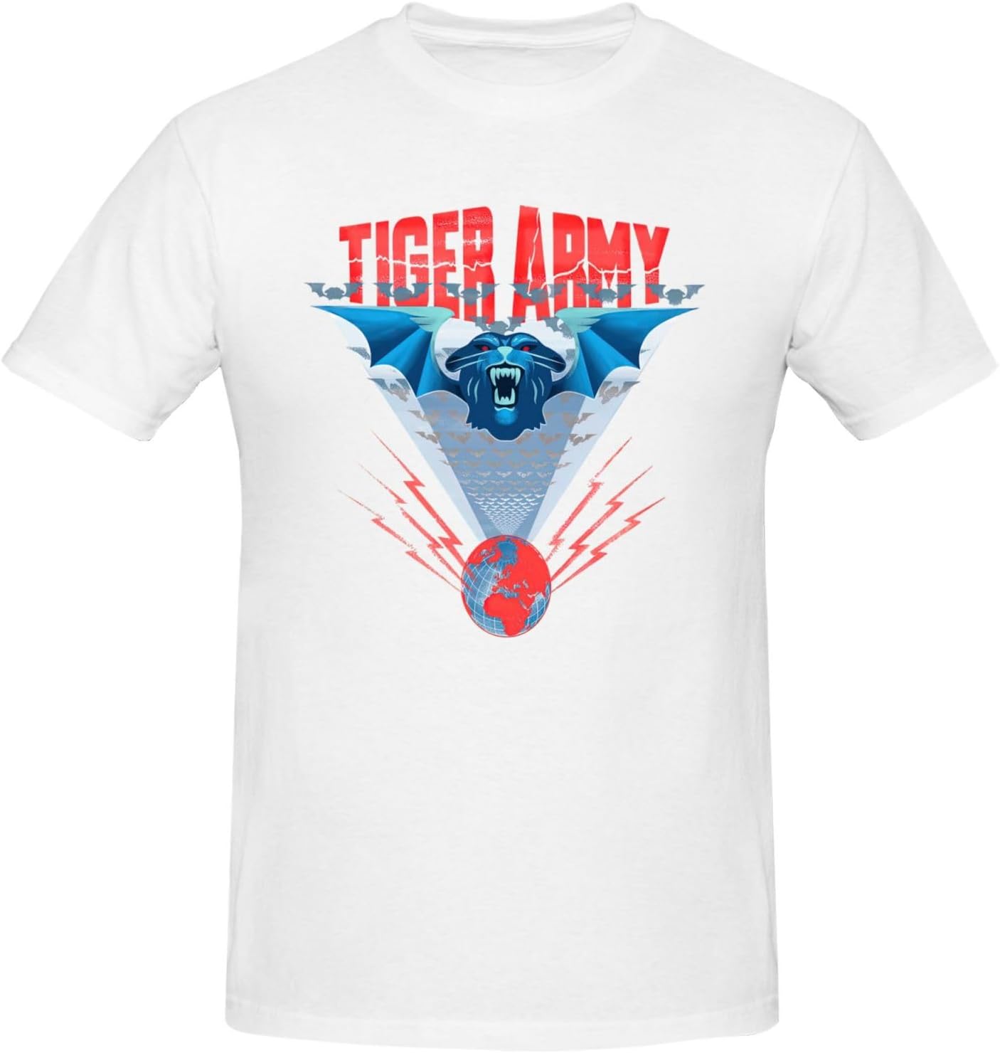 Tiger Rock Army Band Mans Crewneck Tee Funny Short Sleeve Sports Cycling Blouses White Large