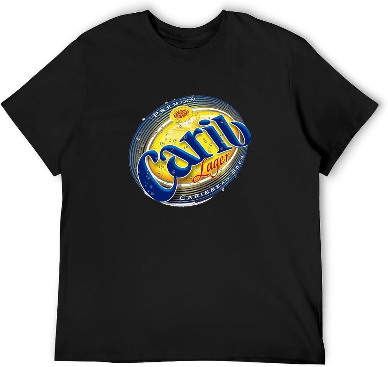 Carib Beer Lager Carribean Grenada T-Shirt Black Graphic Unisex Tee Shirt L
