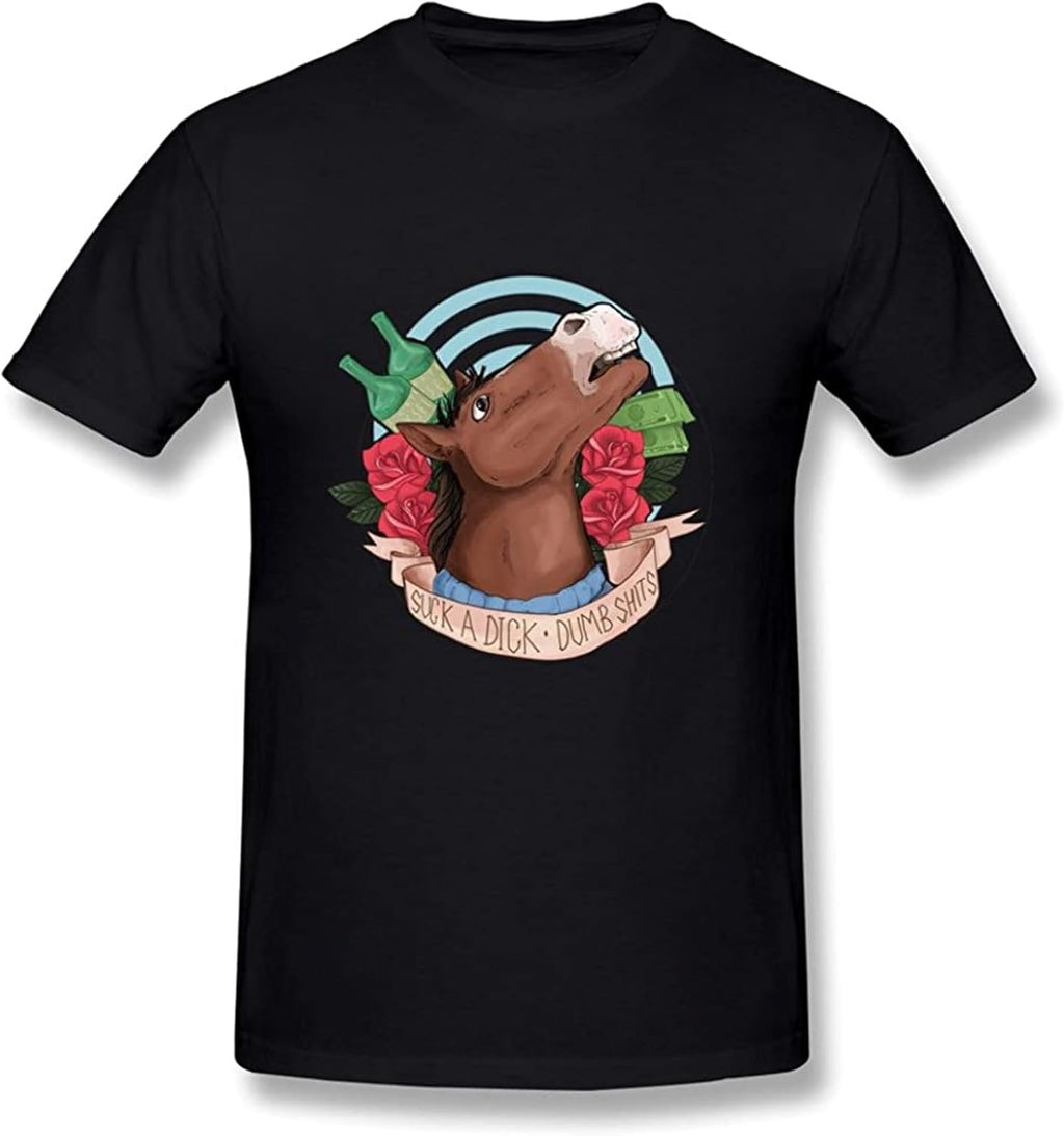 Bojack Horseman TV Series Mens T-Shirt Casual Cotton Unisex Black Tees Tops