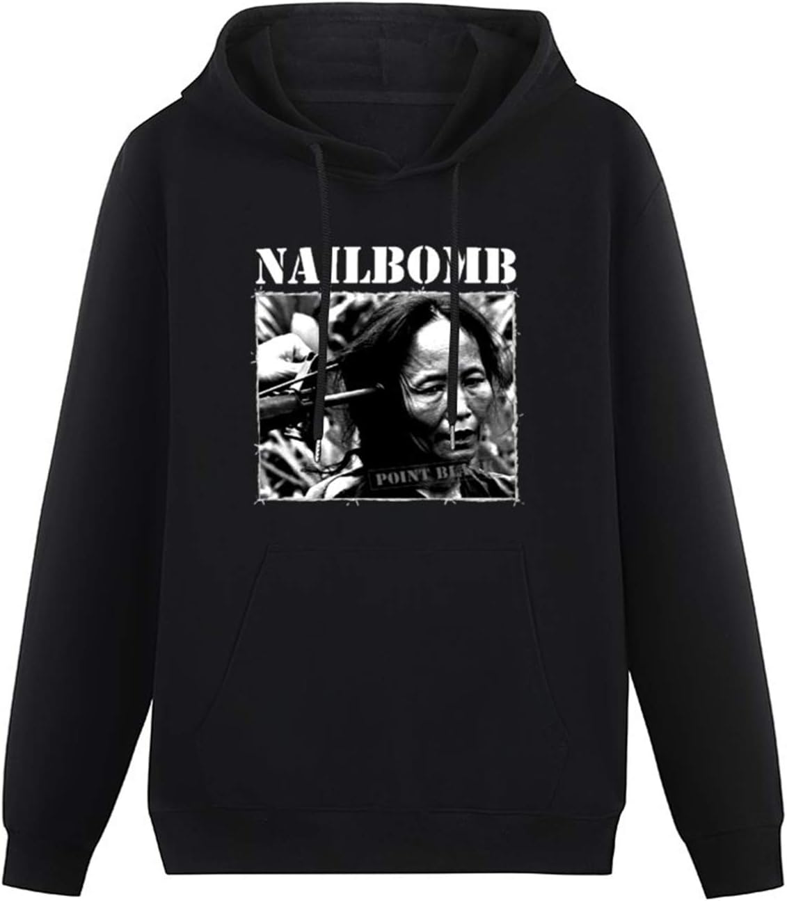 Nailbomb 'Point Blank' Hoodies Pullover Cotton Blend Sweatshirts, Black