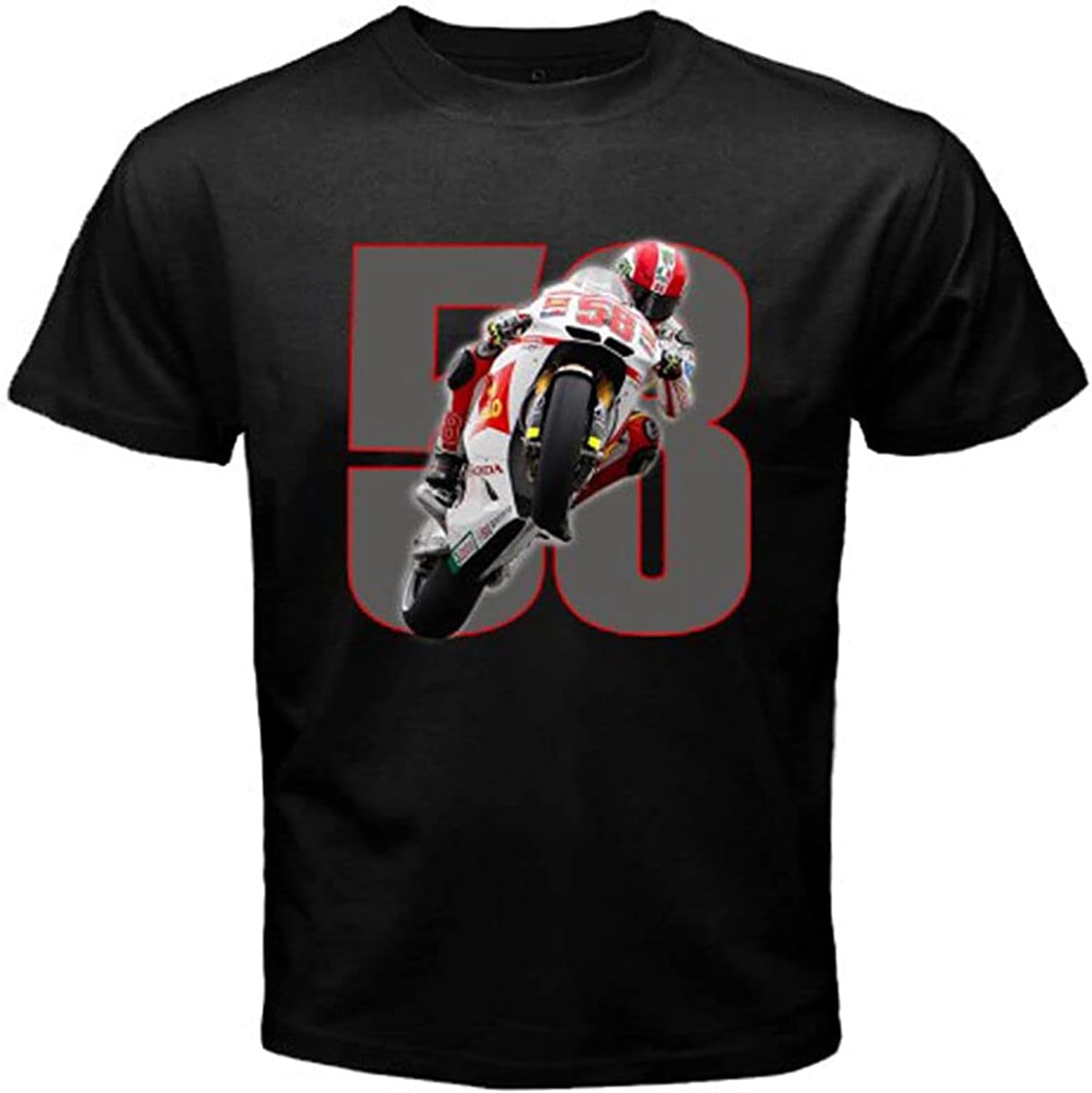 gjg New Rip Marco Simoncelli Super Sic Moto GP Rider Men's Black T-Shirt L, Black