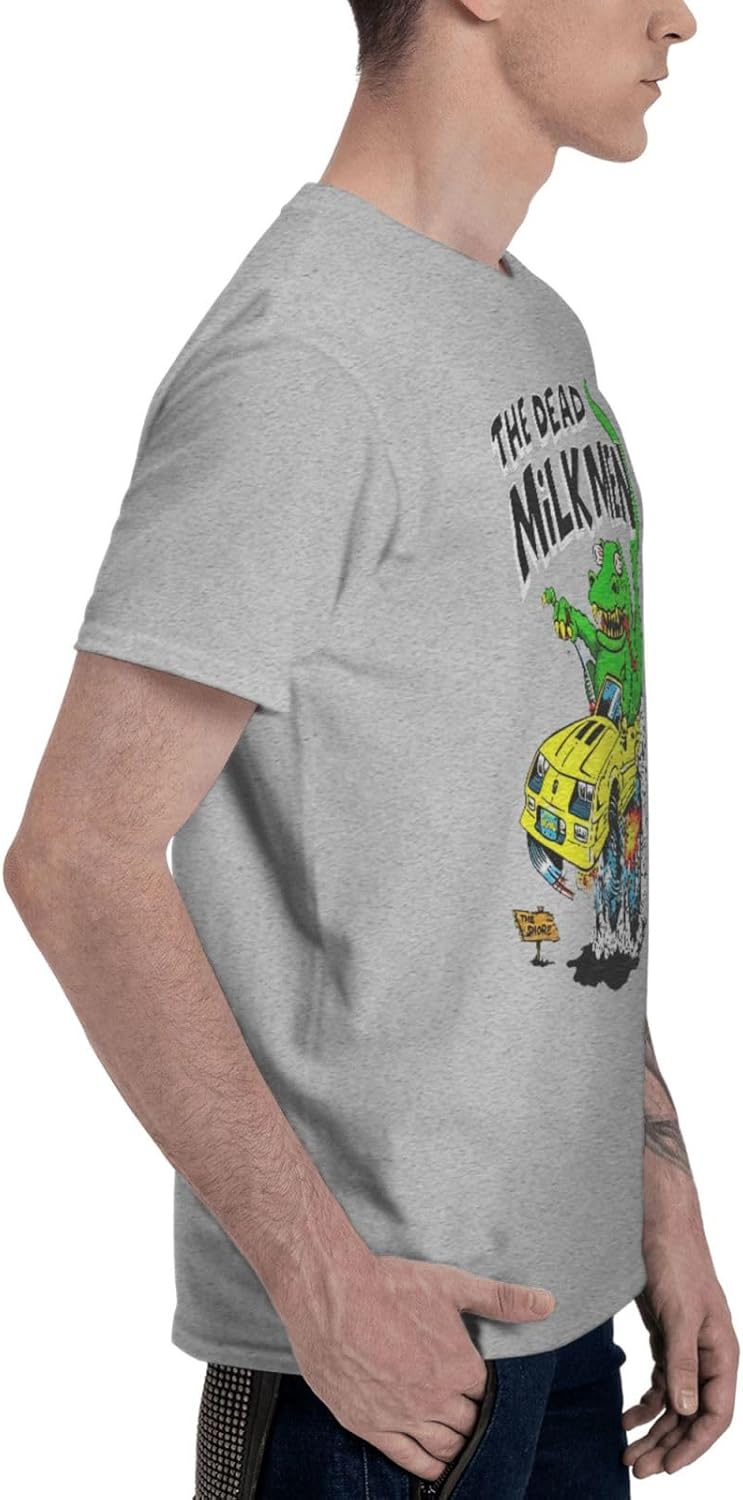 The Dead Music Milkmen Band Men's Crewneck T Shirts Basic Short Sleeve Sports Gym Workout Blouses Gray XX-Large