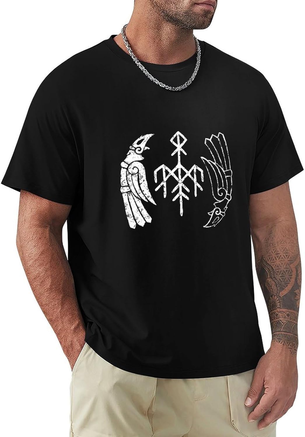 Wardruna â€?KVITRAVN (Organic TS) Short Sleeve T-Shirt Black, Black, XL