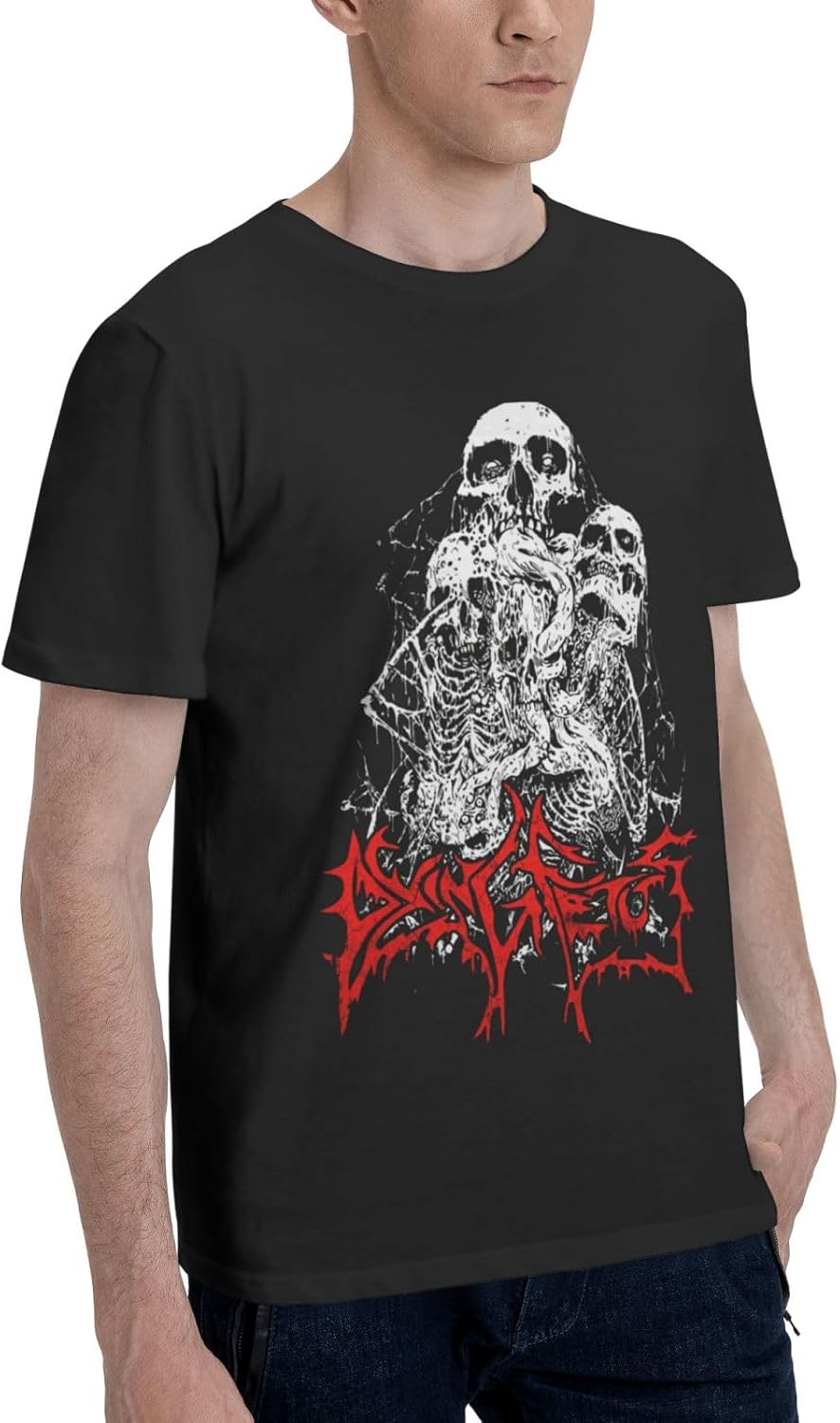 Dying Rock Fetus Band Men Crewneck T-Shirts Athletic Short Sleeve Sports Fishing Blouses Black XX-Large