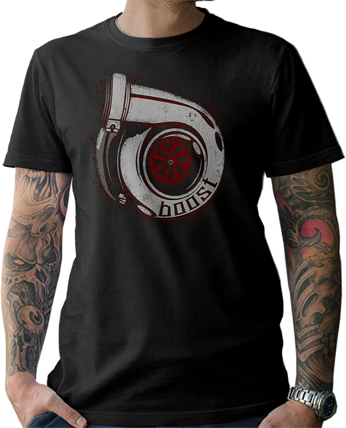 Men's T-Shirt Turbocharger Screwdriver Boost Car Freak Street Racer Charger Mens Black S