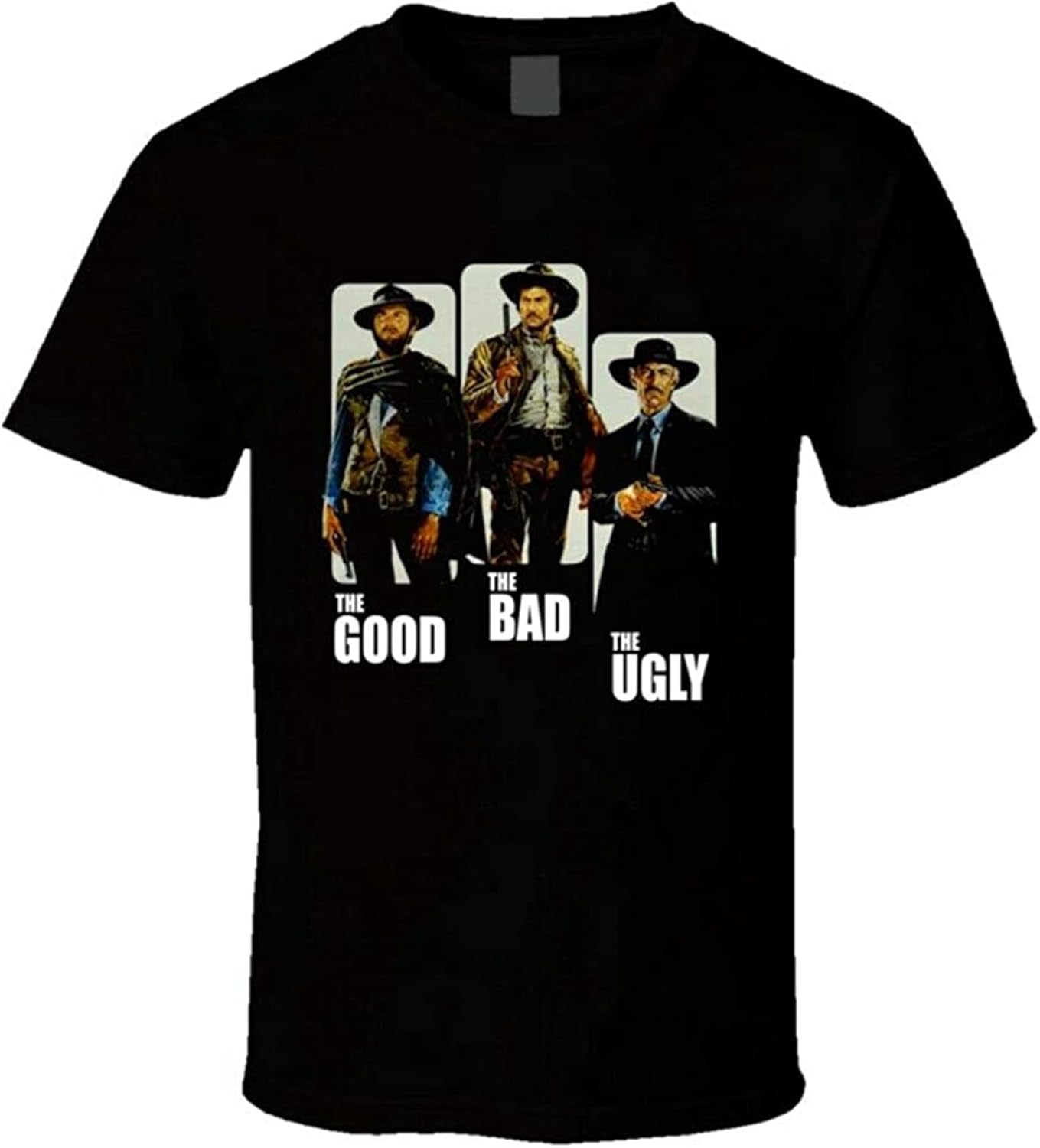 The Good The Bad & The Ugly T-Shirt Graphic Tee for Men, Black, S