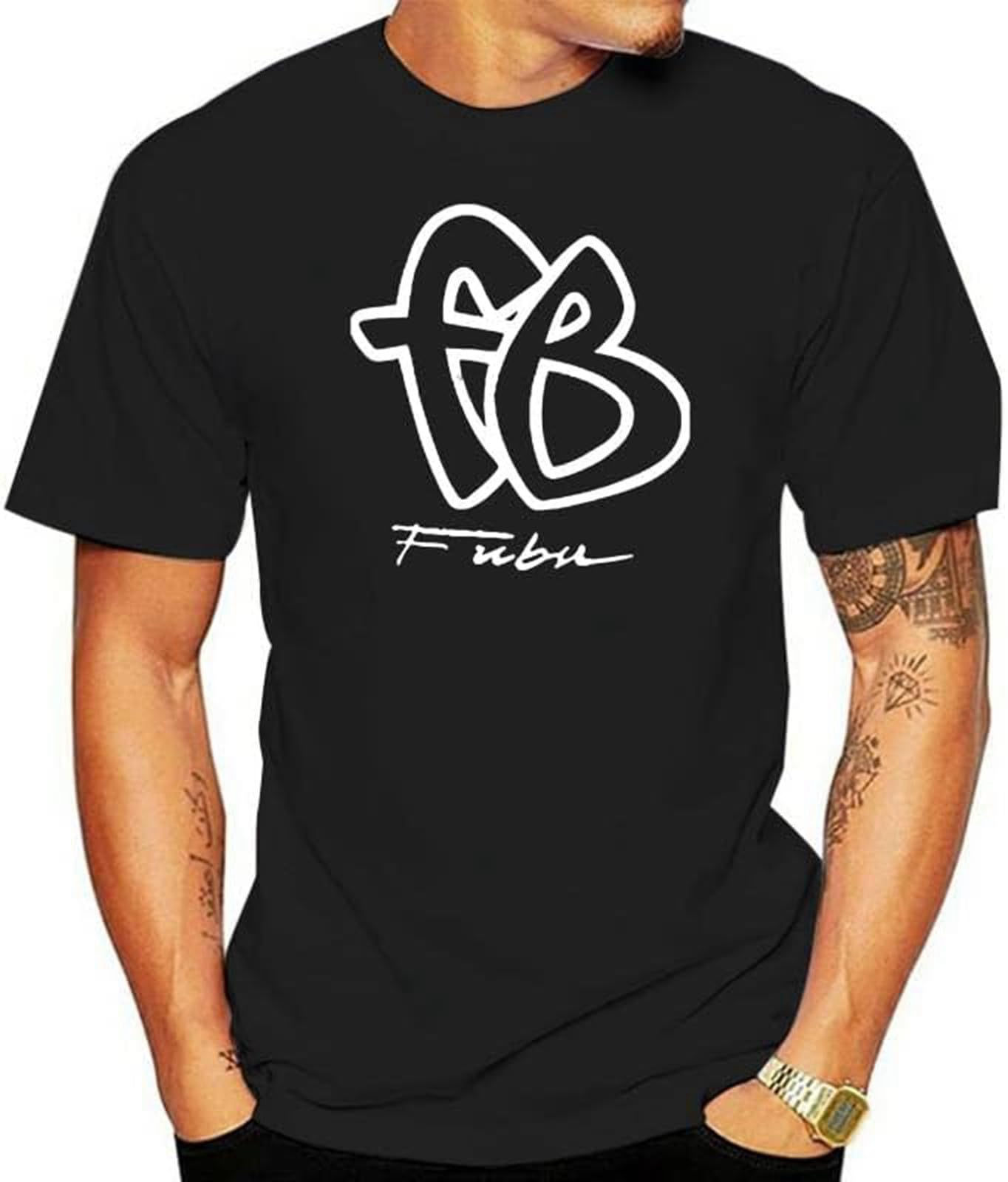 Men's Vintage FUBU FB Big Logo 90s T-Shirt Reprint Black