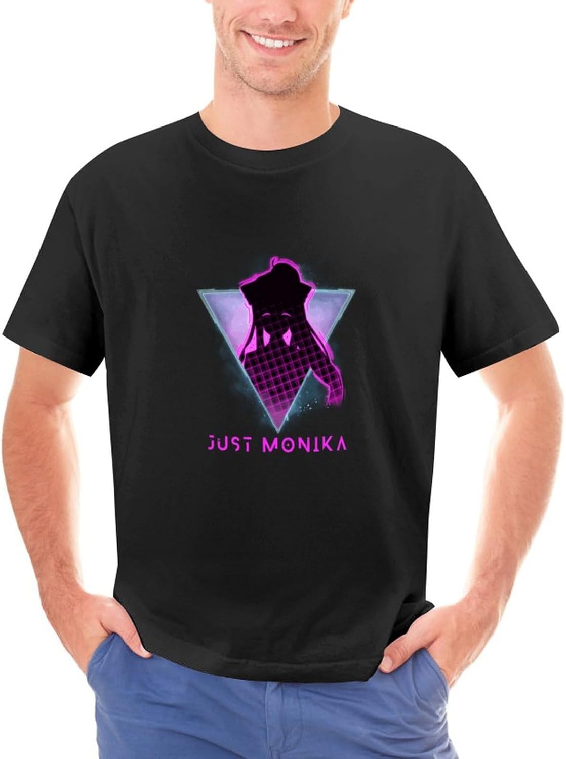 Just Monika Mens T-Shirt Casual Cotton Tees Black Tops