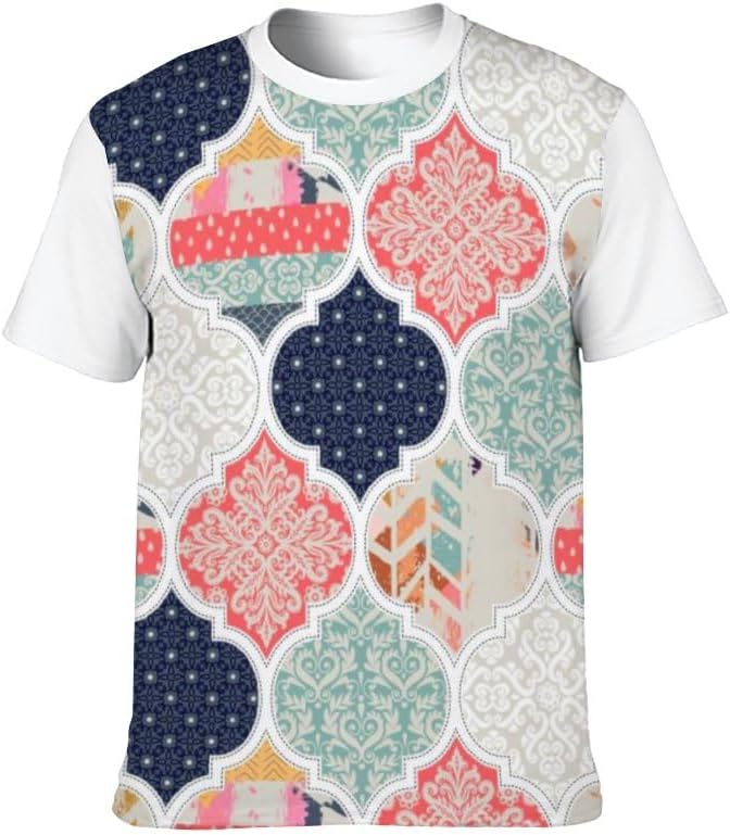 hazen Patchwork Tiles Men's Linen T-Shirt