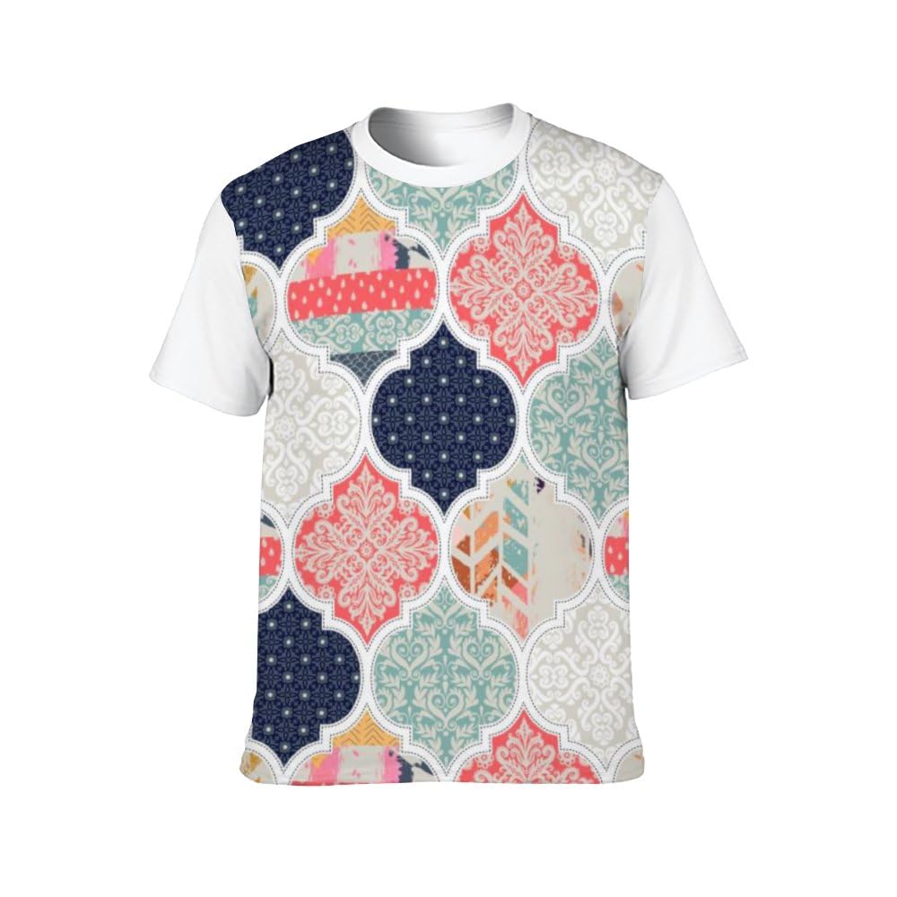 hazen Patchwork Tiles Men's Linen T-Shirt