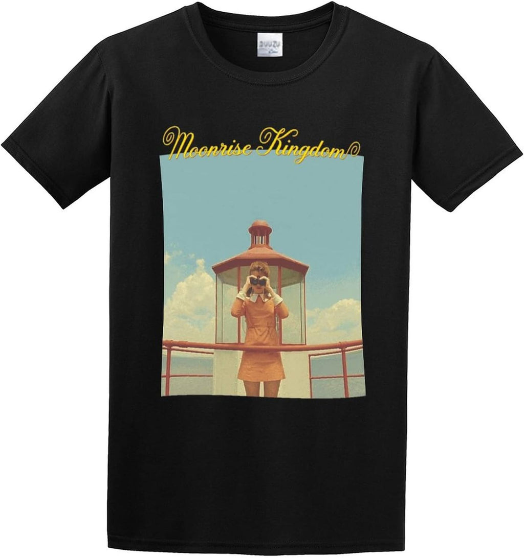 Moonrise Kingdom Minimal Movie Poster Unisex T-Shirt Black Shirt Men's Top Tee L