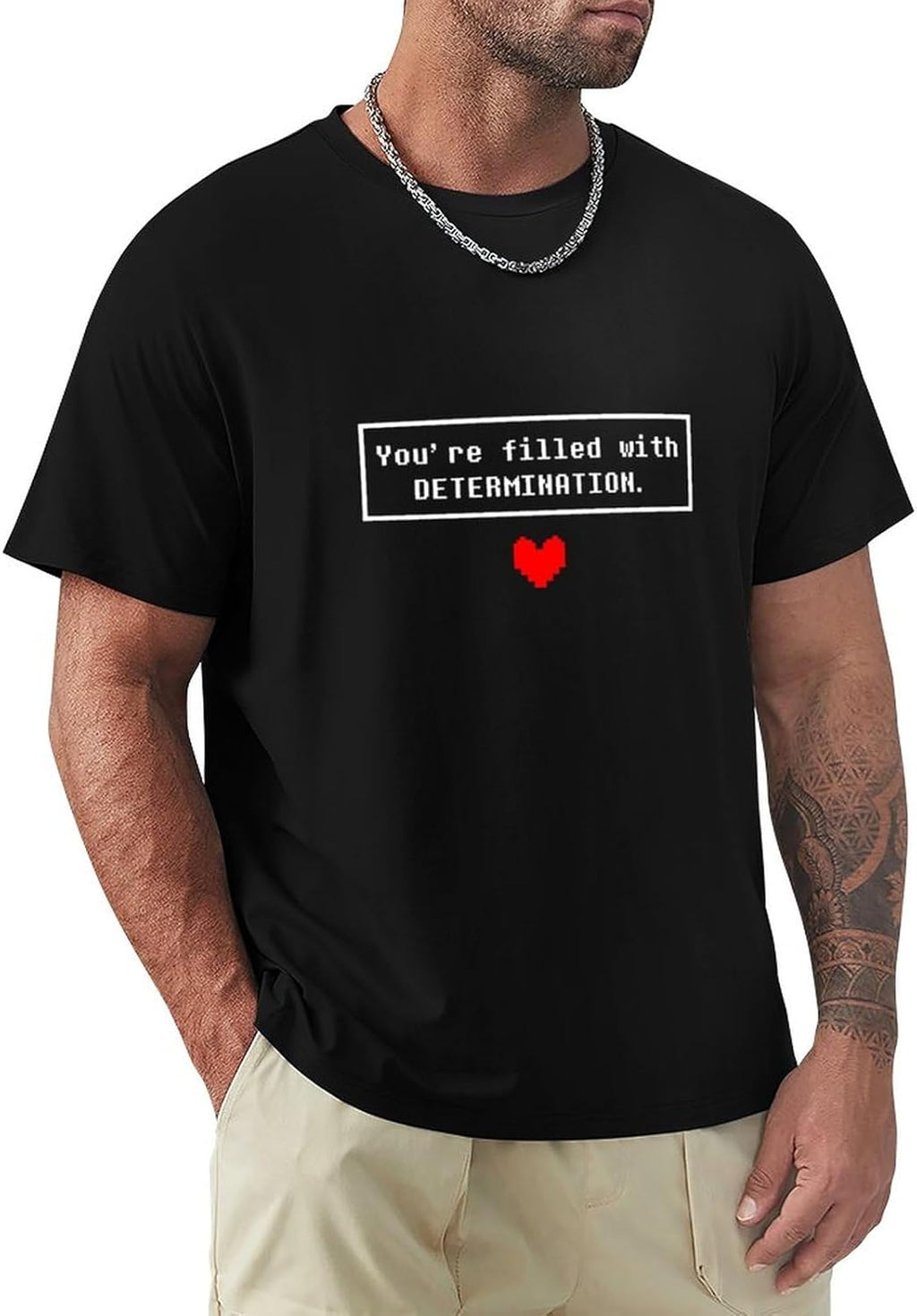 Men's Fashion Undertale Determination Summer T Shirt Short Sleeve L