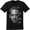 Paul Walker Text Portrait Mens Graphic T-Shirt Black Unisex