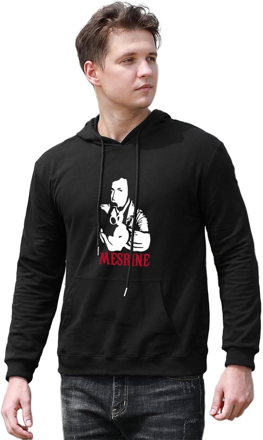 Mesrine Movie Mens Funny Unisex Sweatshirts Graphic Print Hooded Black Sweater, Black, M