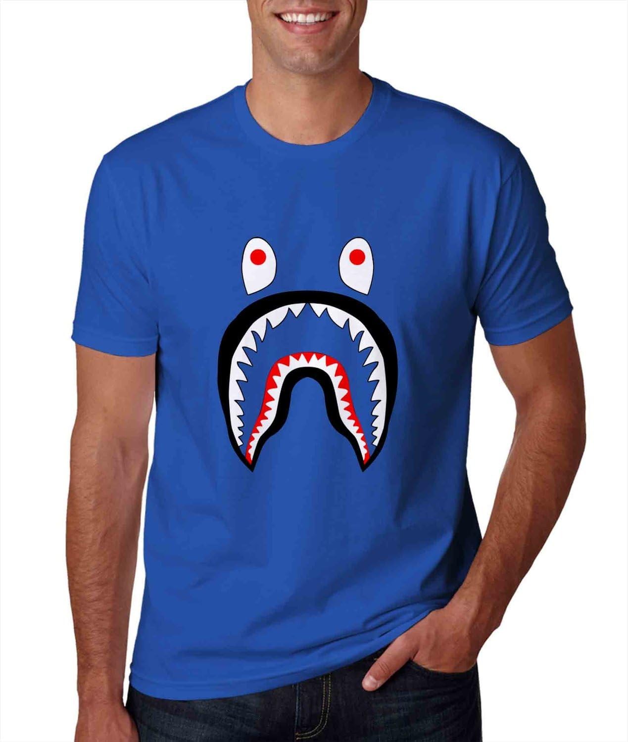 bape shark tshirt for man medium, Royal, M