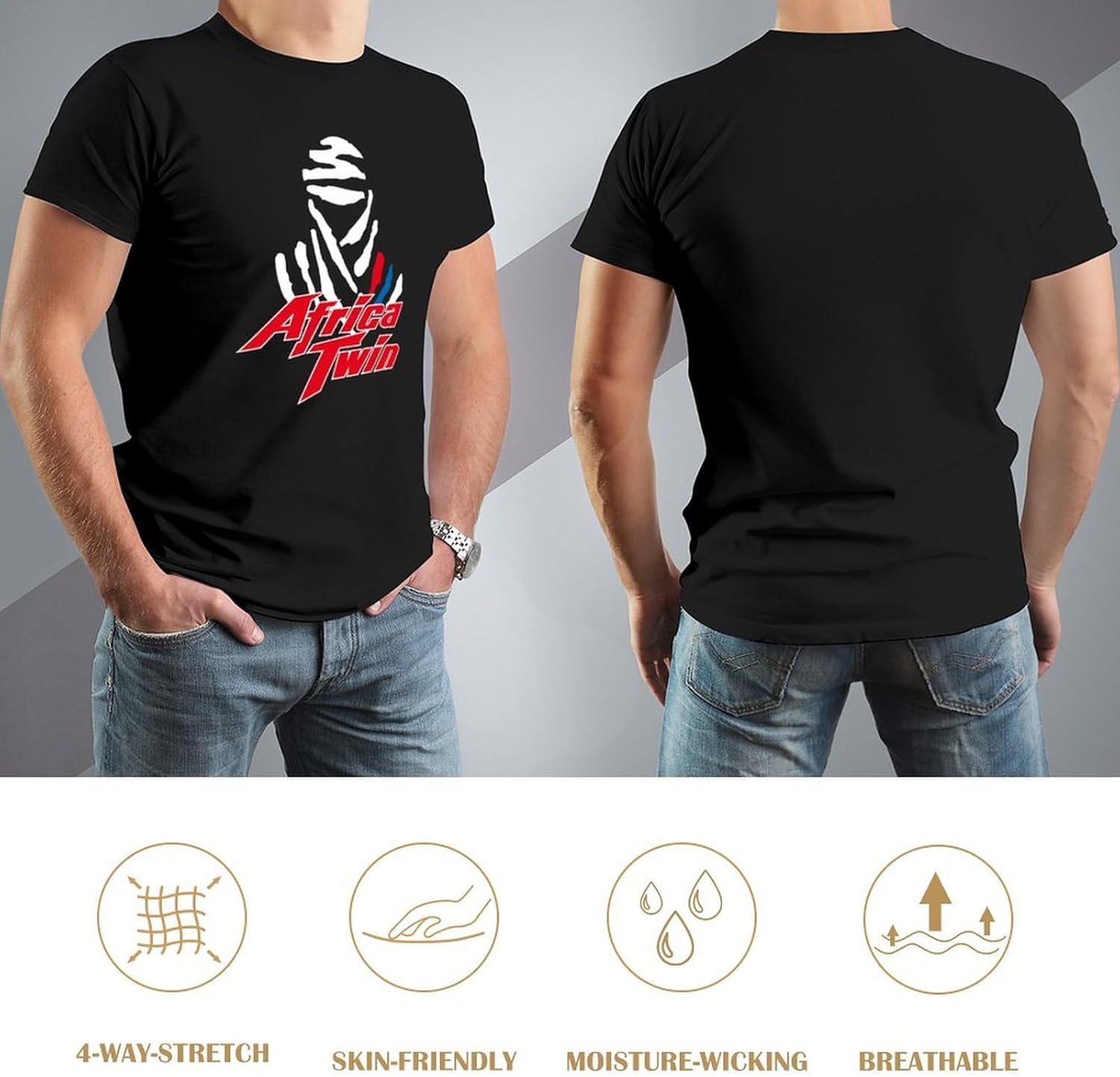 Africa Twin T Shirts Men Short Sleeve Tops Africa Twin Motorcycle T-shirt Cotton T Shirts Men Black T-Shirt