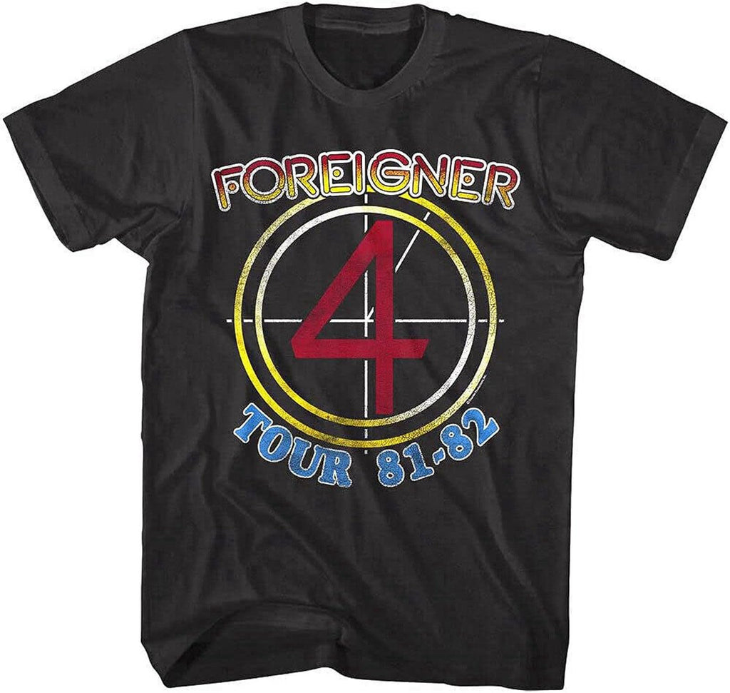 Foreigner 4 Tour 1981-82 Men's T-Shirt 80's Rock Band Concert Tour Merch Black