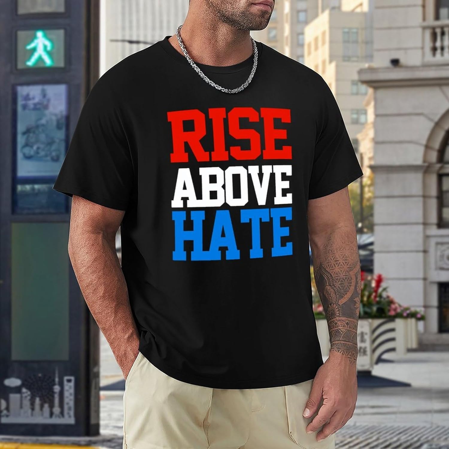Men's Jo%Hn Cena Rise Above Hate Cotton T-Shirt, Black, L