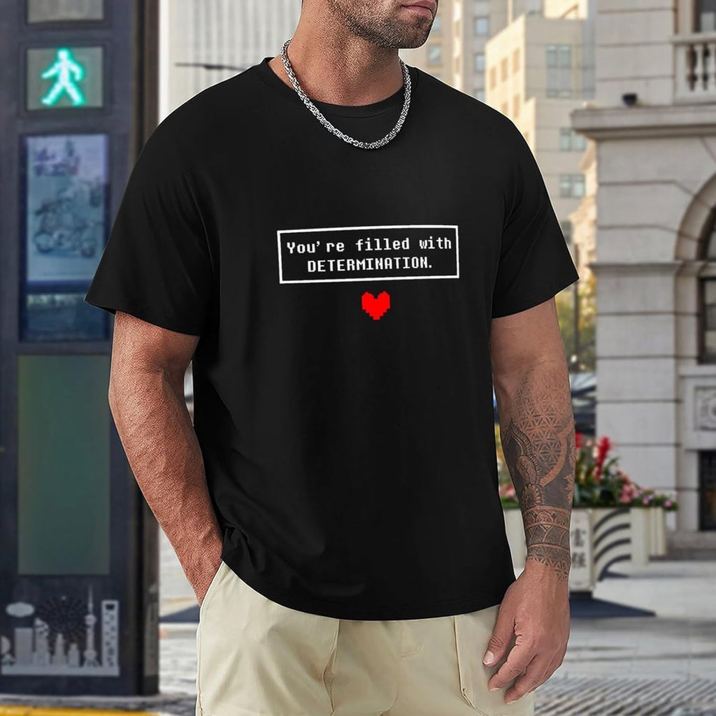 Men's Fashion Undertale Determination Summer T Shirt Short Sleeve L
