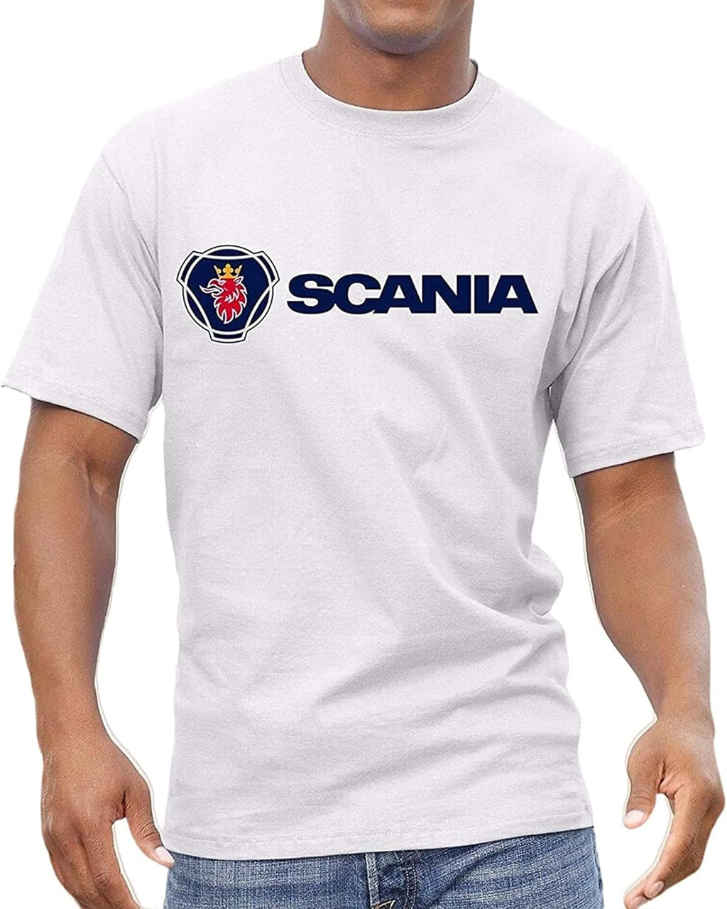 Men Casual Cotton T Shirts Scania Car SUV Truck Fashion Round Neck Tops White L, white, L