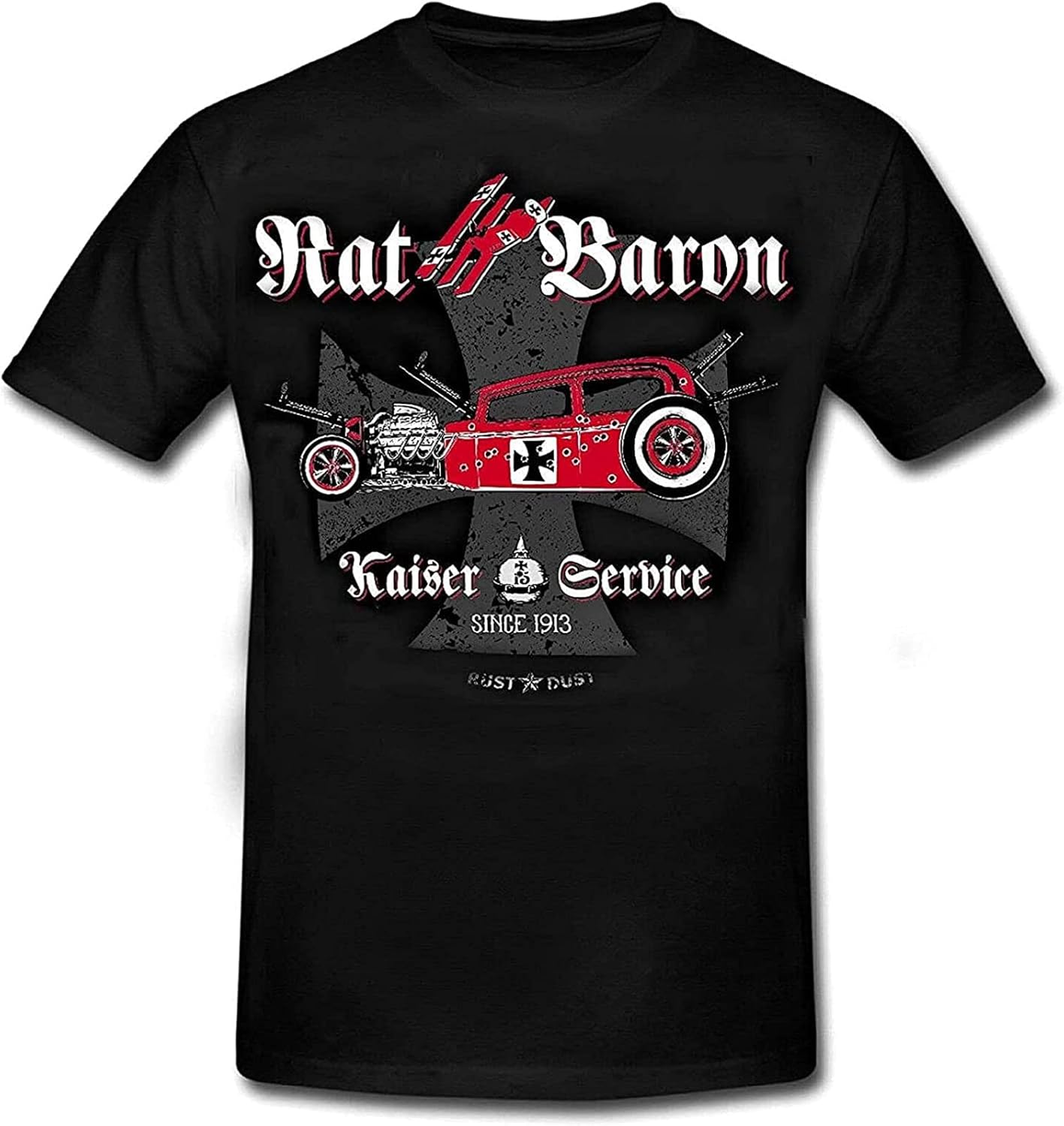 Rat Baron WWI Hot Rod Rocknroll Special E. Rockabilly T-Shirt Mens Unisex Black Tees