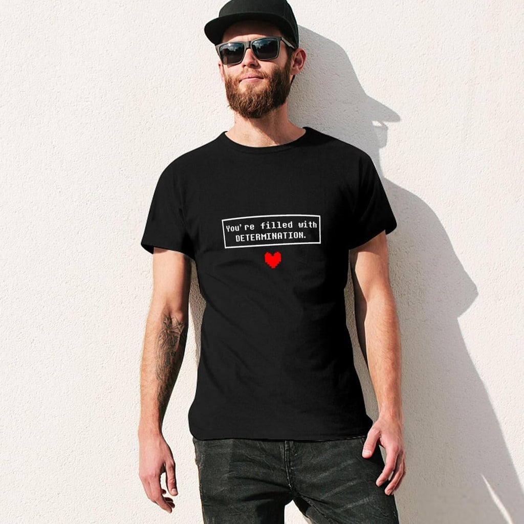 Men's Fashion Undertale Determination Summer T Shirt Short Sleeve L