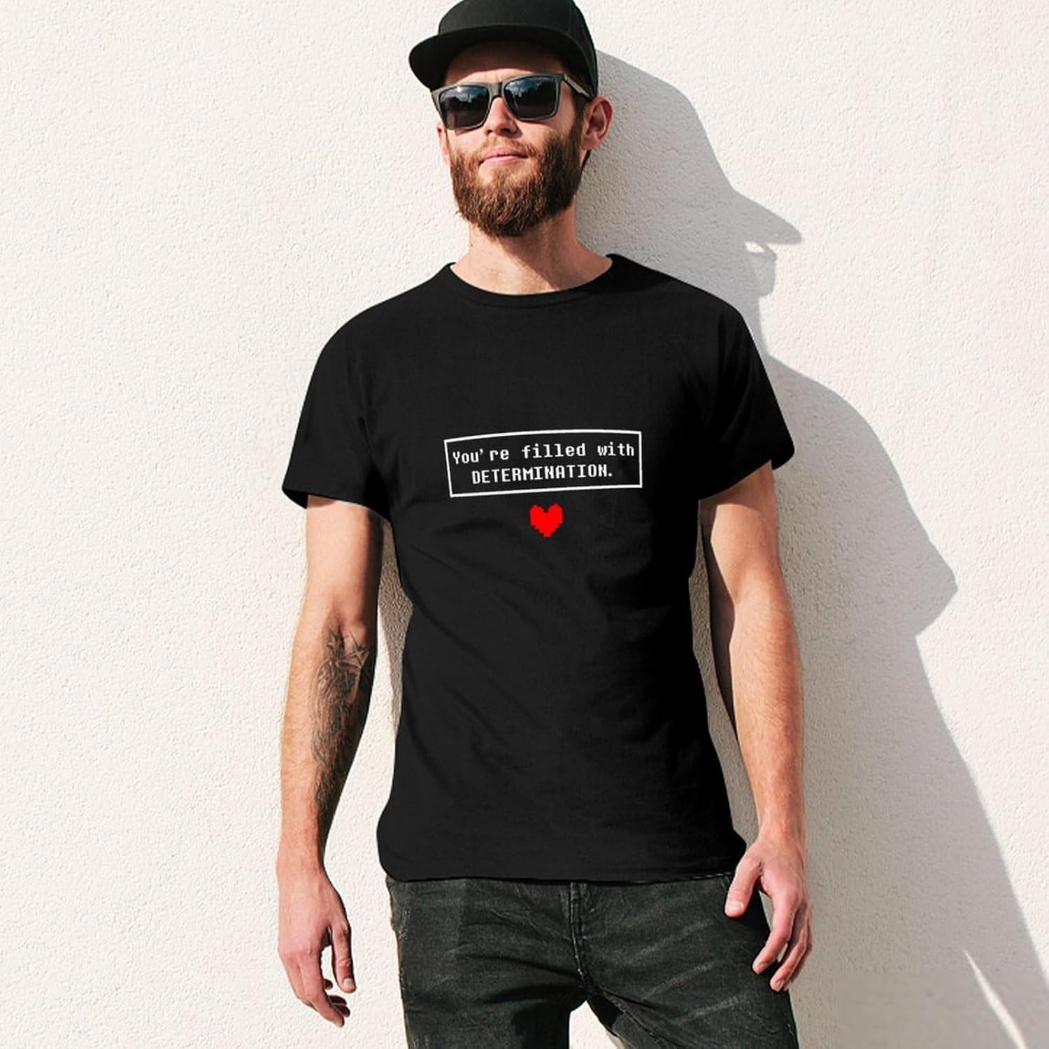 Men's Fashion Undertale Determination Summer T Shirt Short Sleeve L
