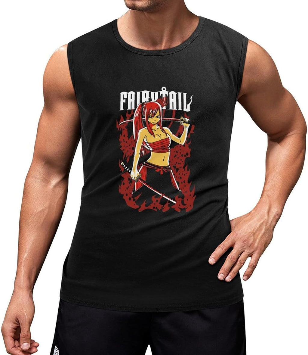 Erza Scarlet Fairy Tail Vest Tank T-Shirt Black Unisex Mens Sleeveless Tops Tees M