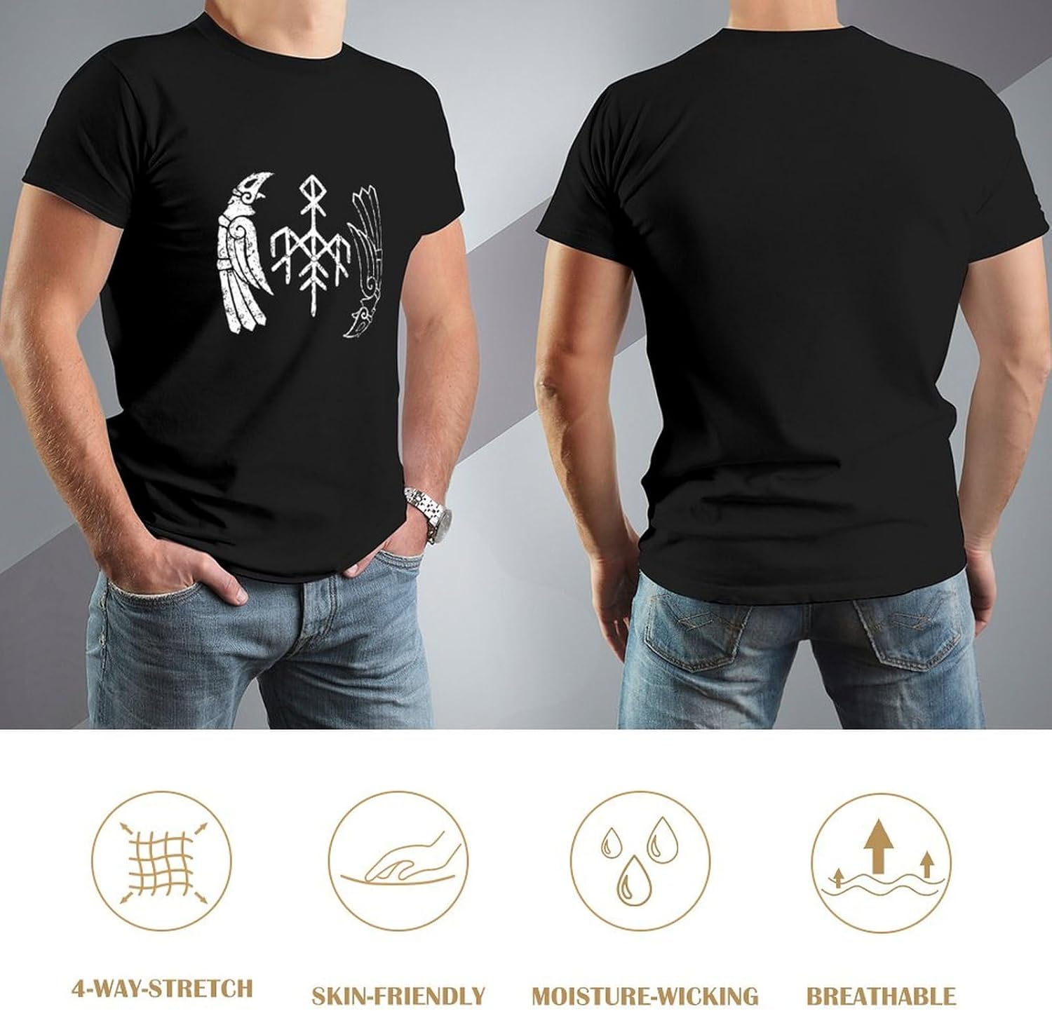 Wardruna â€?KVITRAVN (Organic TS) Short Sleeve T-Shirt Black, Black, XL