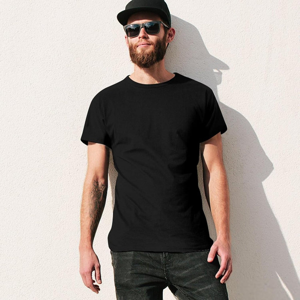 Funny La Linea Men's Short Sleeve Fishing T-Shirt Animation Art Comedy T-Shirt Streetwear Men's Preshrunk Cotton T-Shirt Black T-Shirt