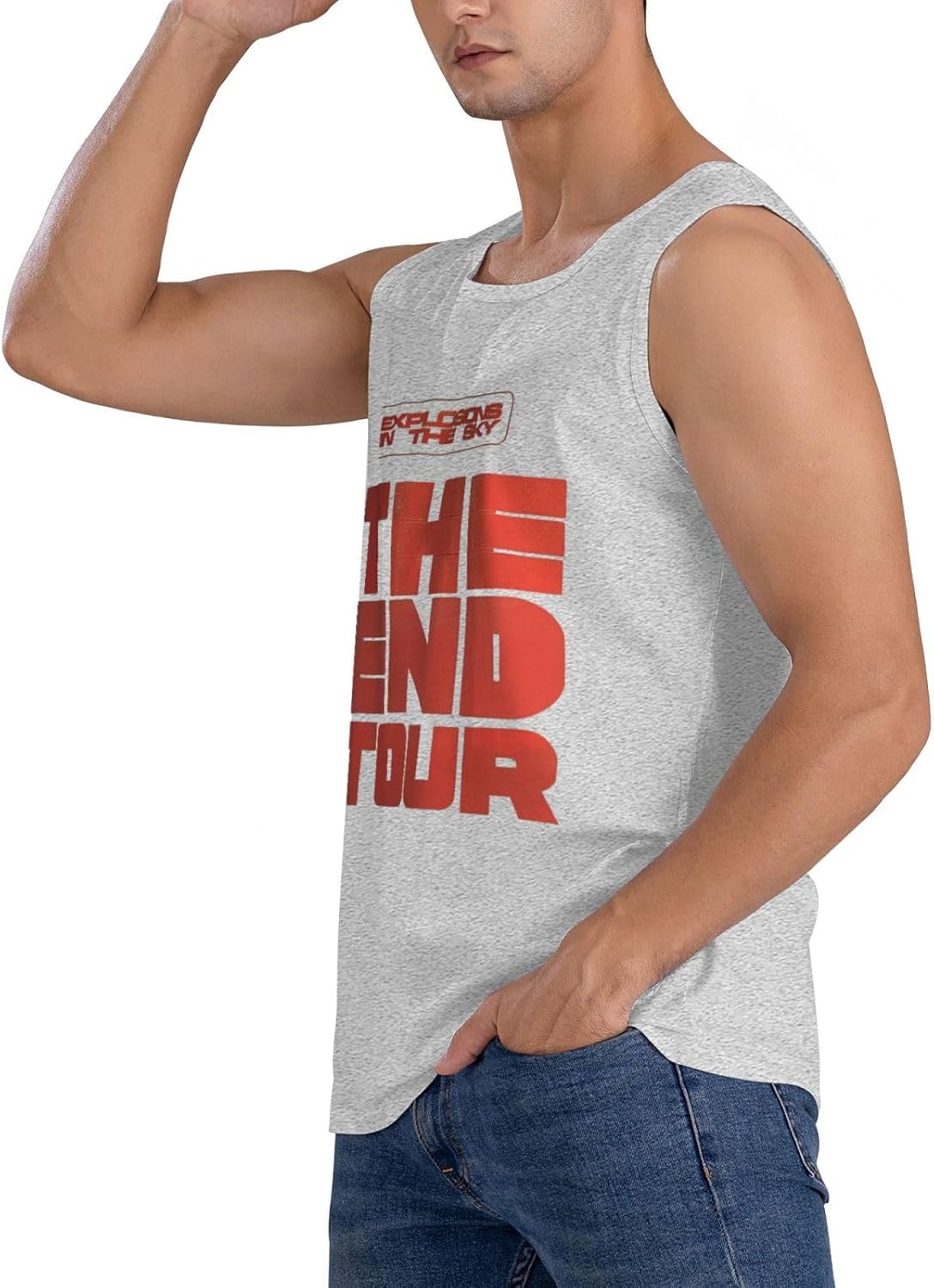 Band Men's Tank Tops Basic Sports Fishing Sleeveless Tops Black
