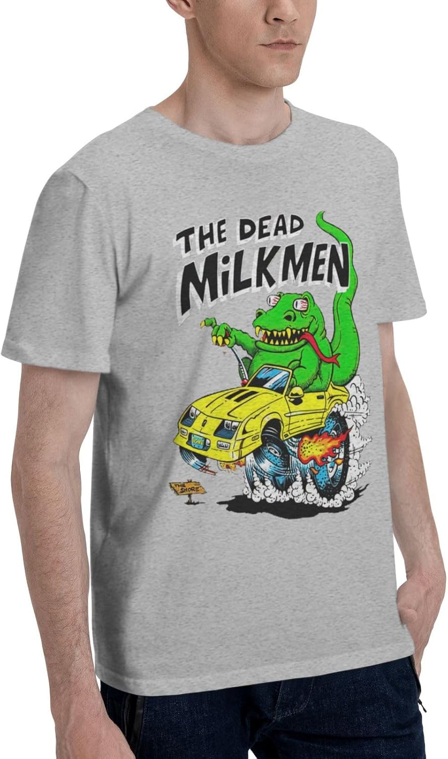The Dead Music Milkmen Band Men's Crewneck T Shirts Basic Short Sleeve Sports Gym Workout Blouses Gray XX-Large