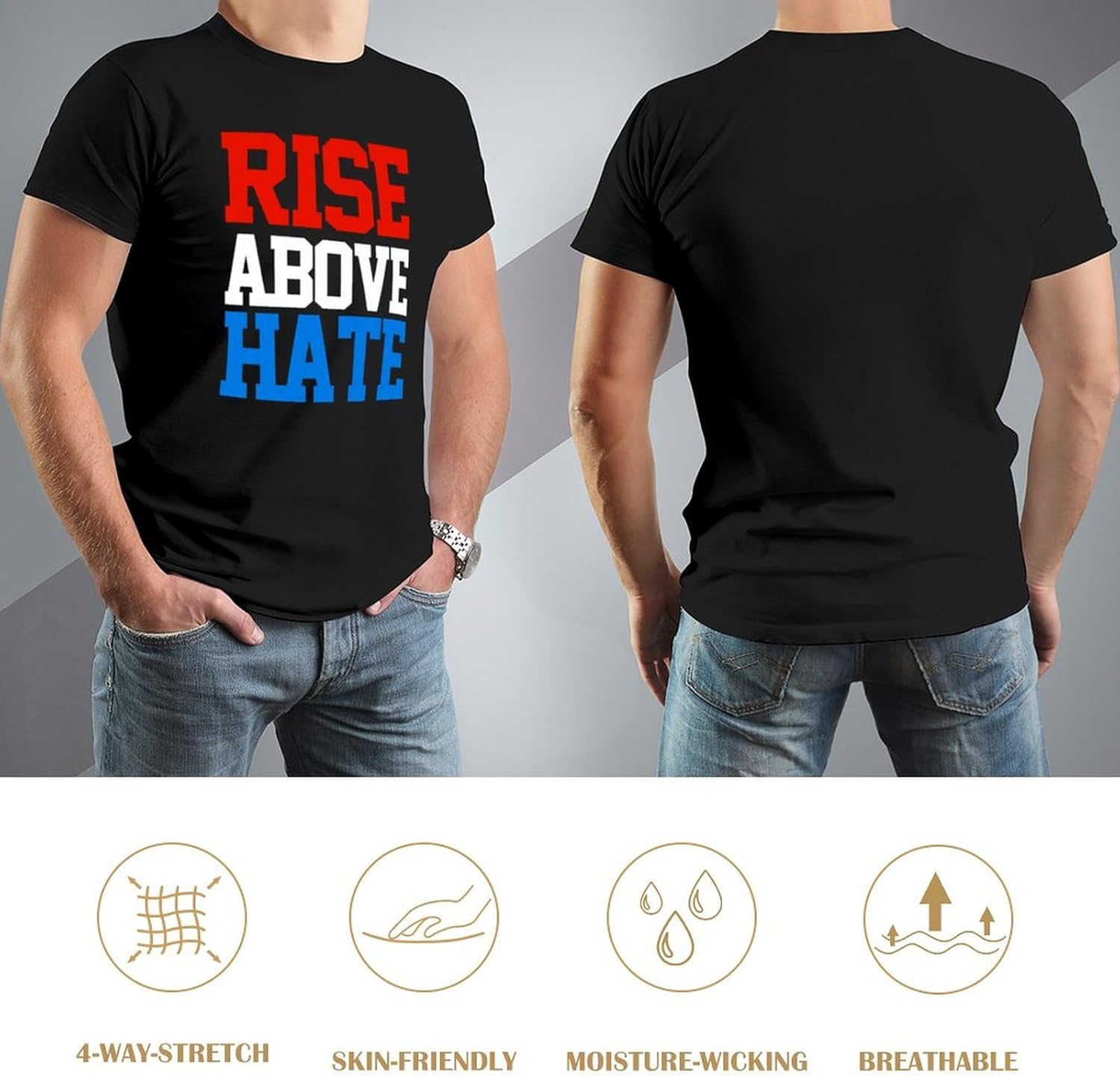 Men's Jo%Hn Cena Rise Above Hate Cotton T-Shirt, Black, L