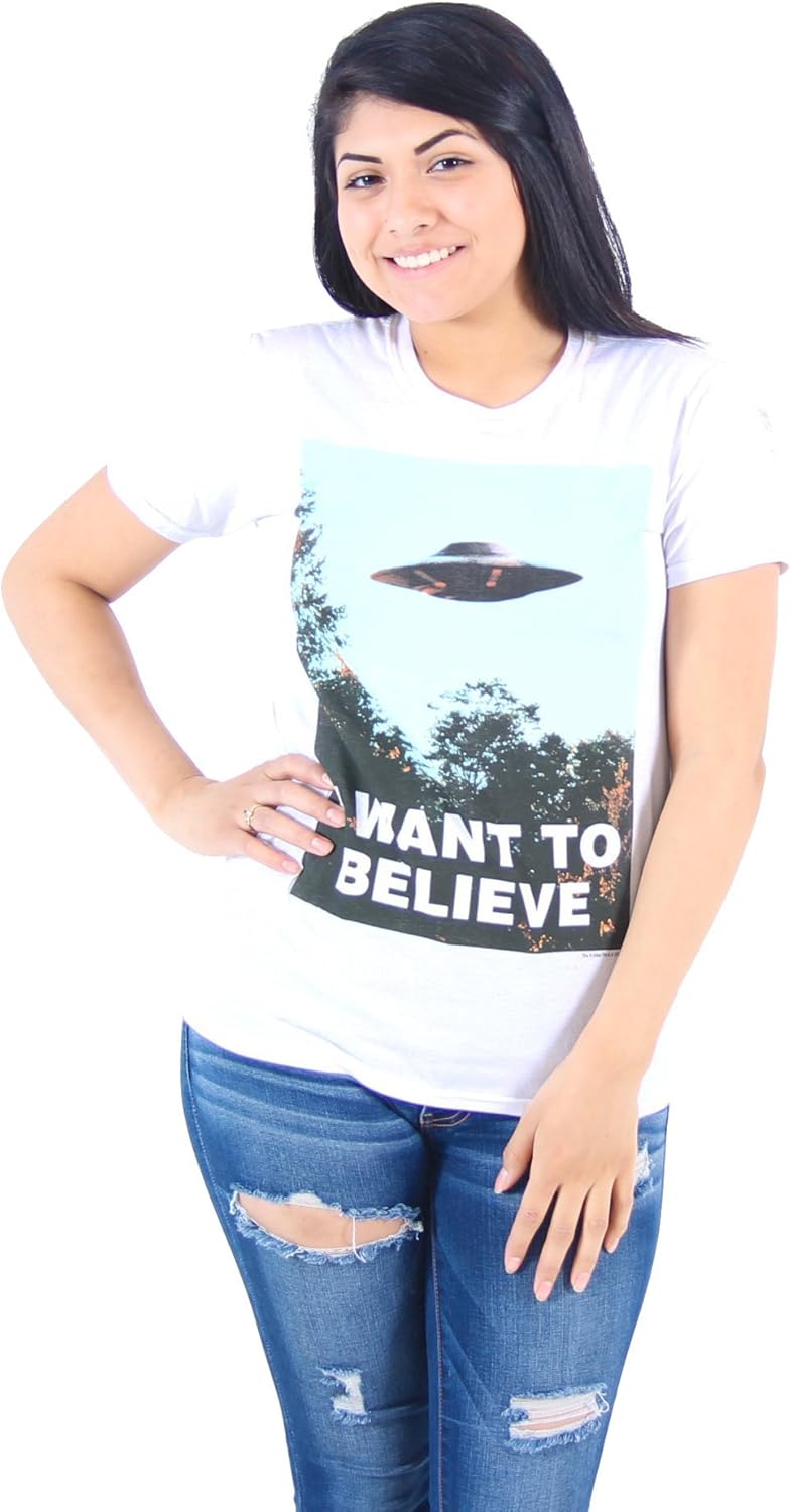 X-Files I Want to Believe Adult White T-Shirt, white, M