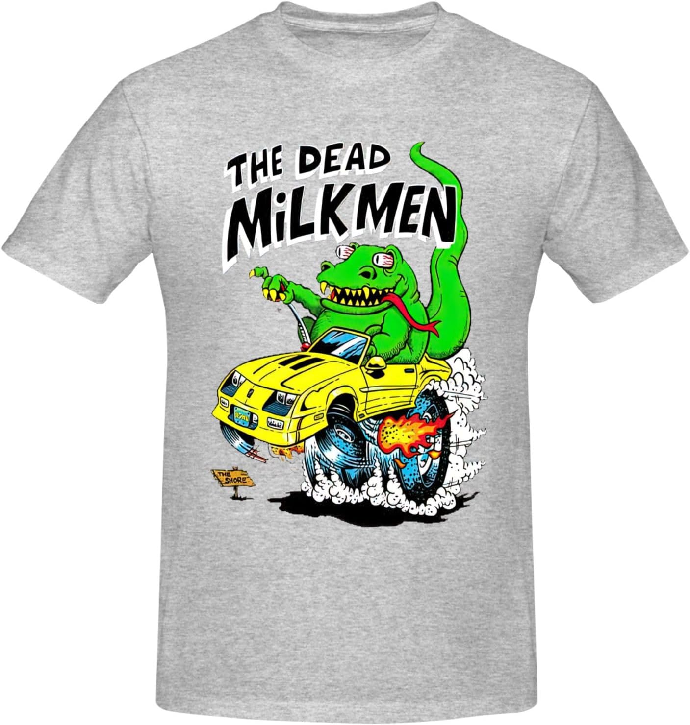 The Dead Music Milkmen Band Men's Crewneck T Shirts Basic Short Sleeve Sports Gym Workout Blouses Gray XX-Large