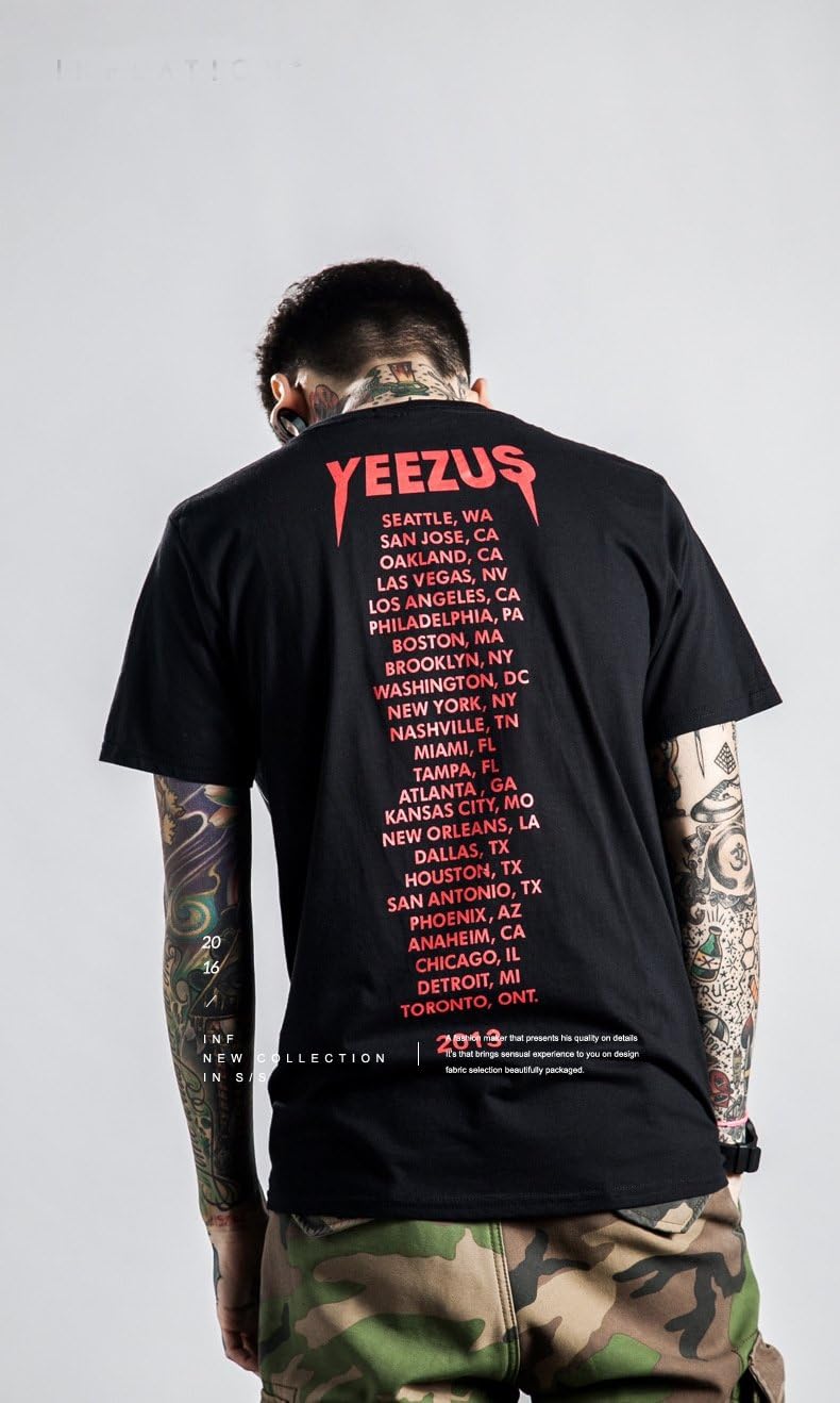 AdamimyClay® Men's T-Shirt of Indian Rap Music Indian Skeleton Kanye West Yeezus [X-Large], Black