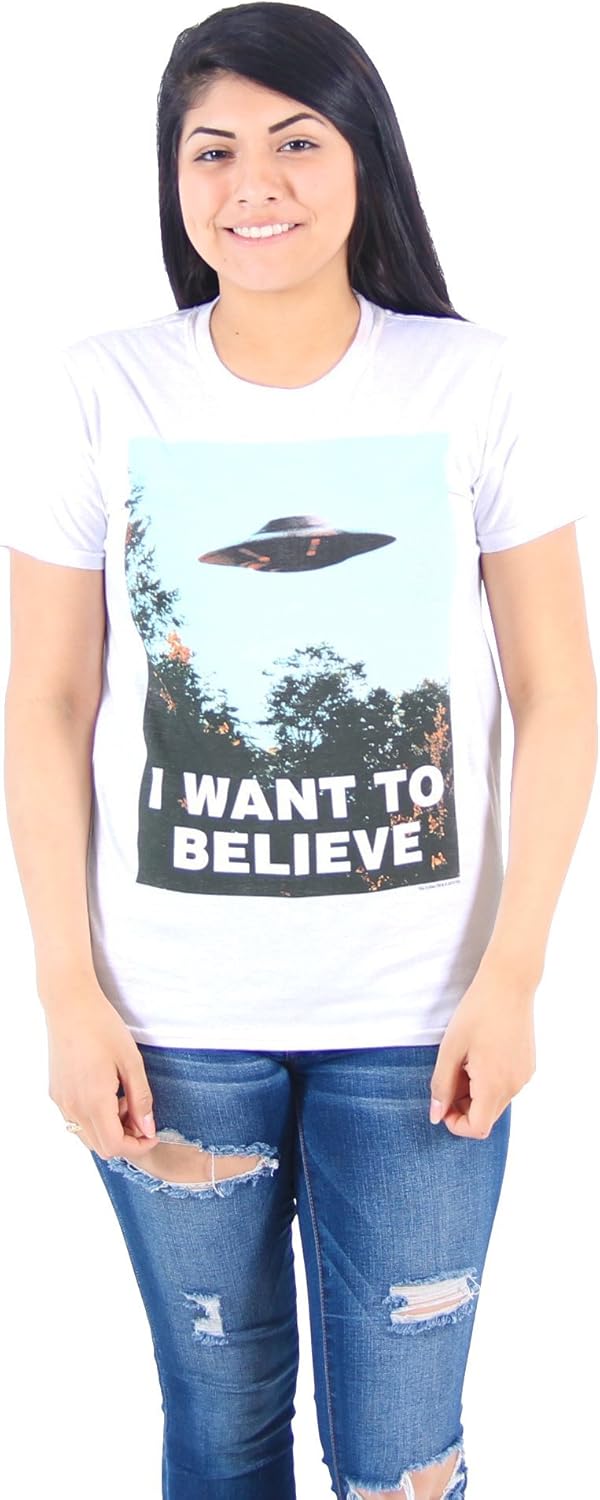 X-Files I Want to Believe Adult White T-Shirt, white, M