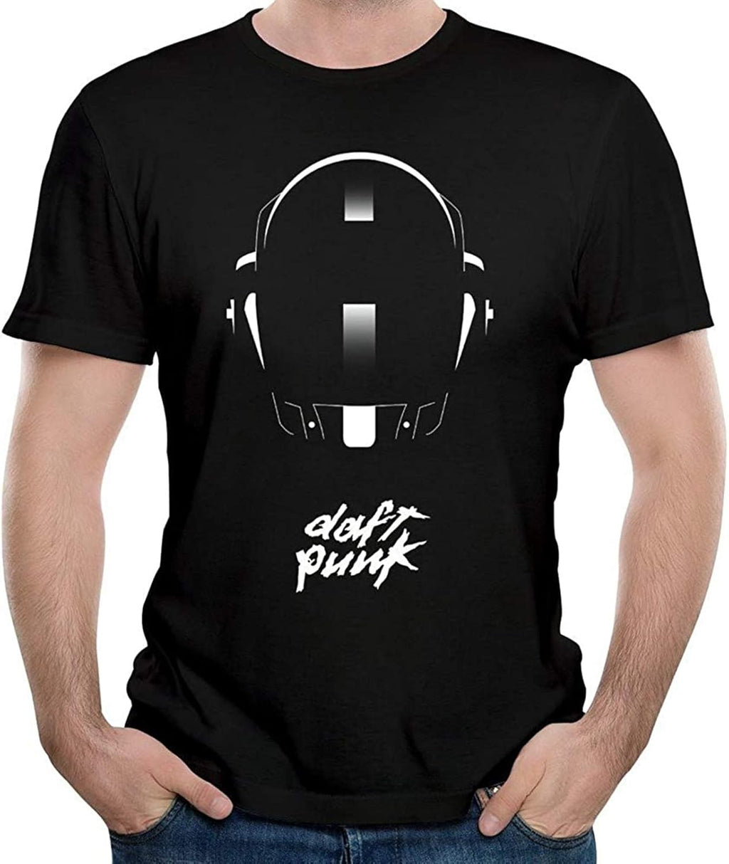 Men Daft Helmet Punk Logo Cool Tshirts 100% Cotton Black XL, Black
