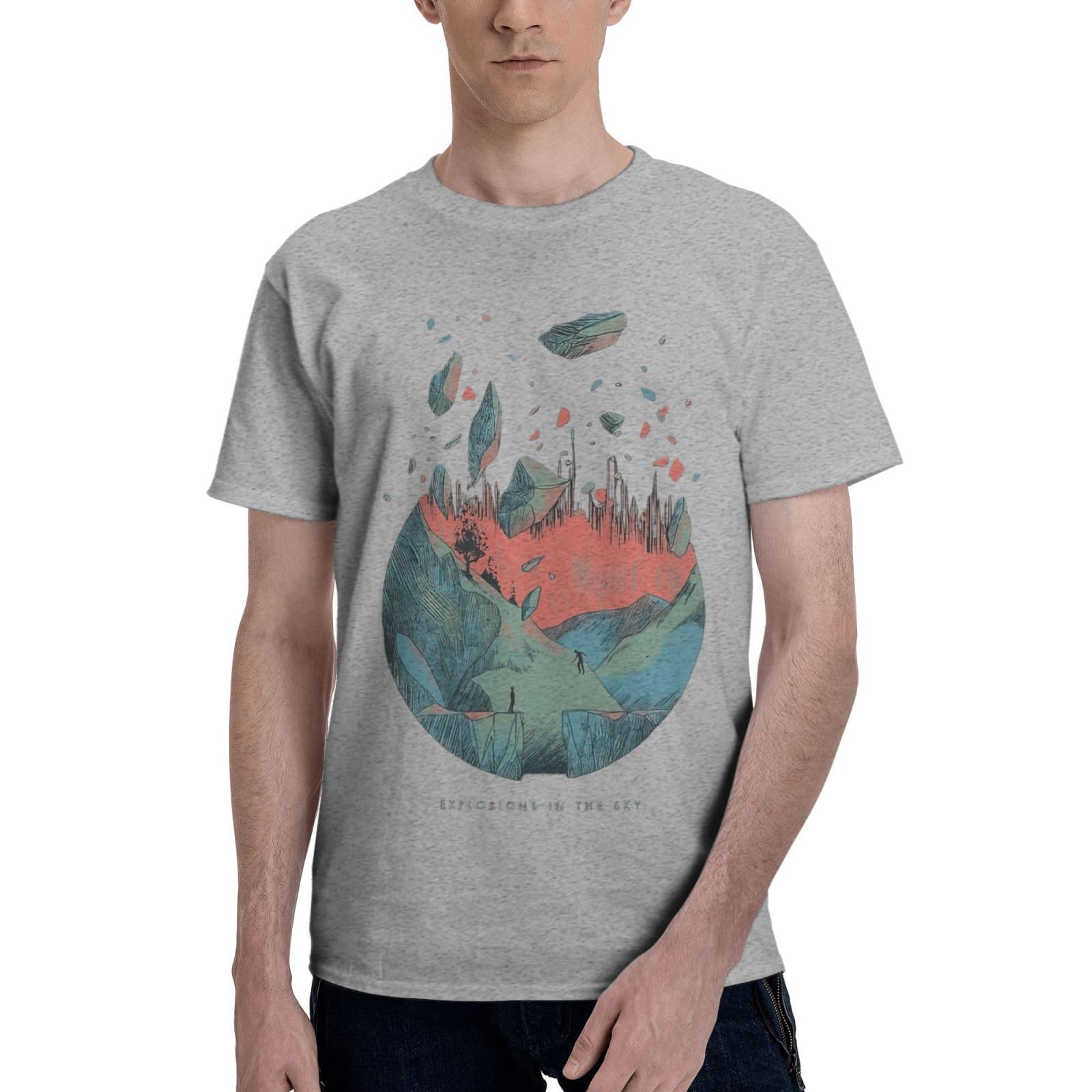 Band Men Tee Popular Short Sleeve Sports Running Crewneck Black Tops