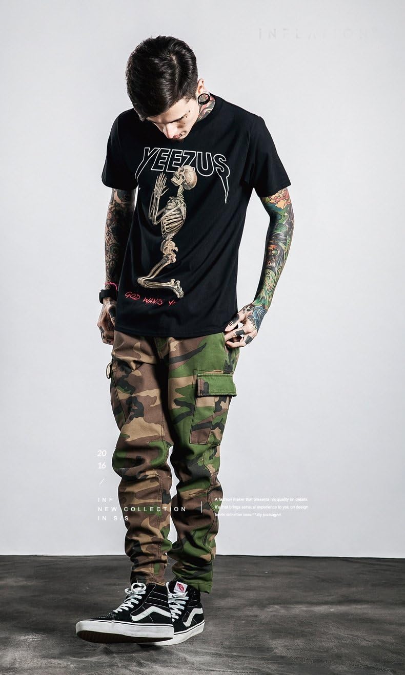 AdamimyClay® Men's T-Shirt of Indian Rap Music Indian Skeleton Kanye West Yeezus [X-Large], Black