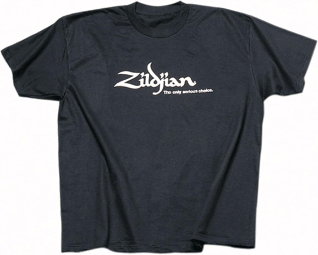 Zildjian Classic Black Short Sleeve T Shirt Mid Rise Unisex Classic Fit Turtleneck 100% Cotton