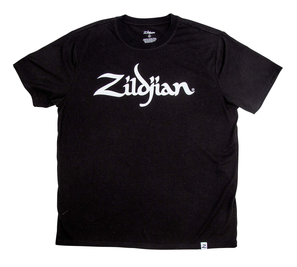 Zildjian Classic Black Short Sleeve T Shirt Mid Rise Unisex Classic Fit Turtleneck 100% Cotton