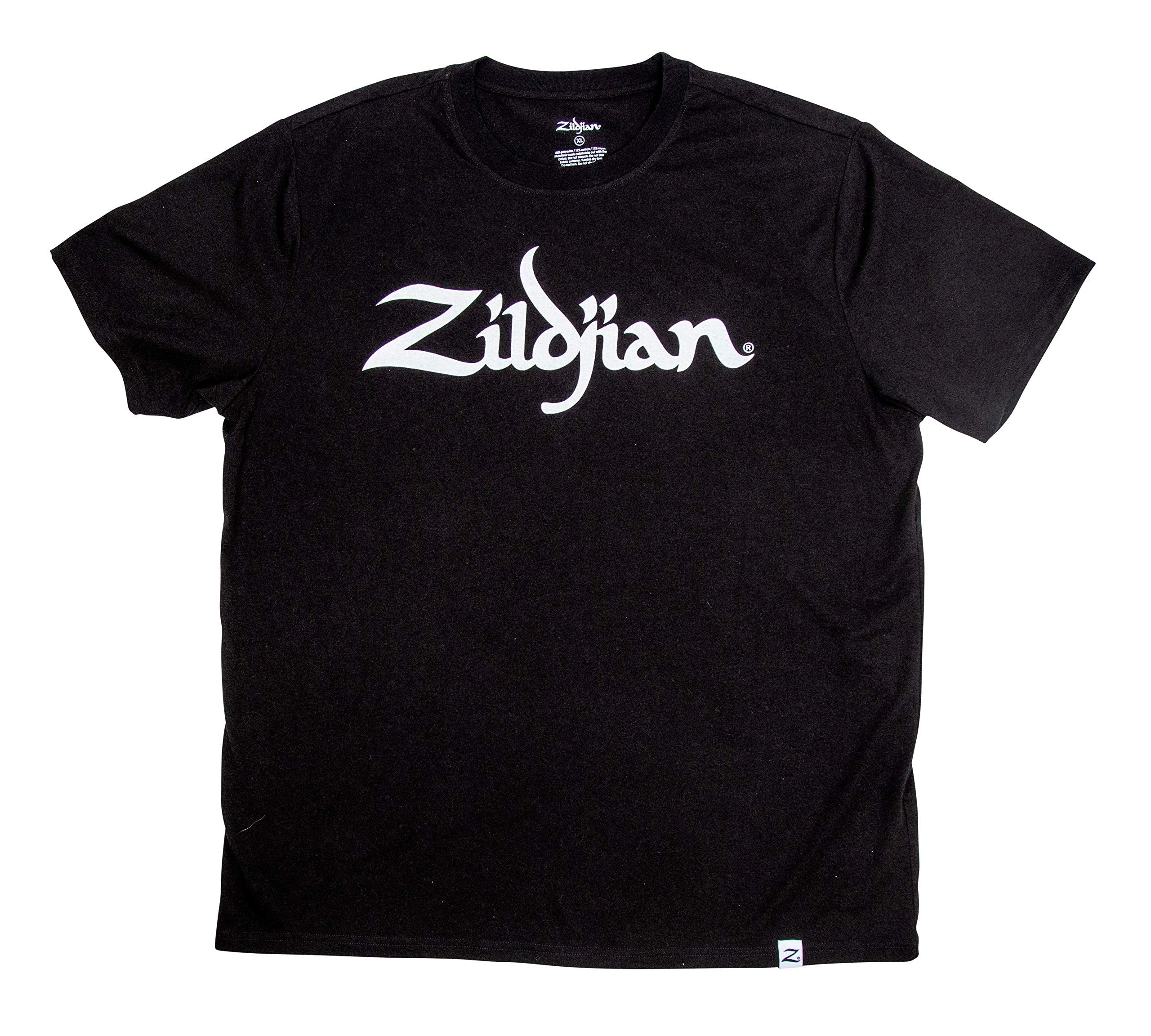 Zildjian Classic Black Short Sleeve T Shirt Mid Rise Unisex Classic Fit Turtleneck 100% Cotton
